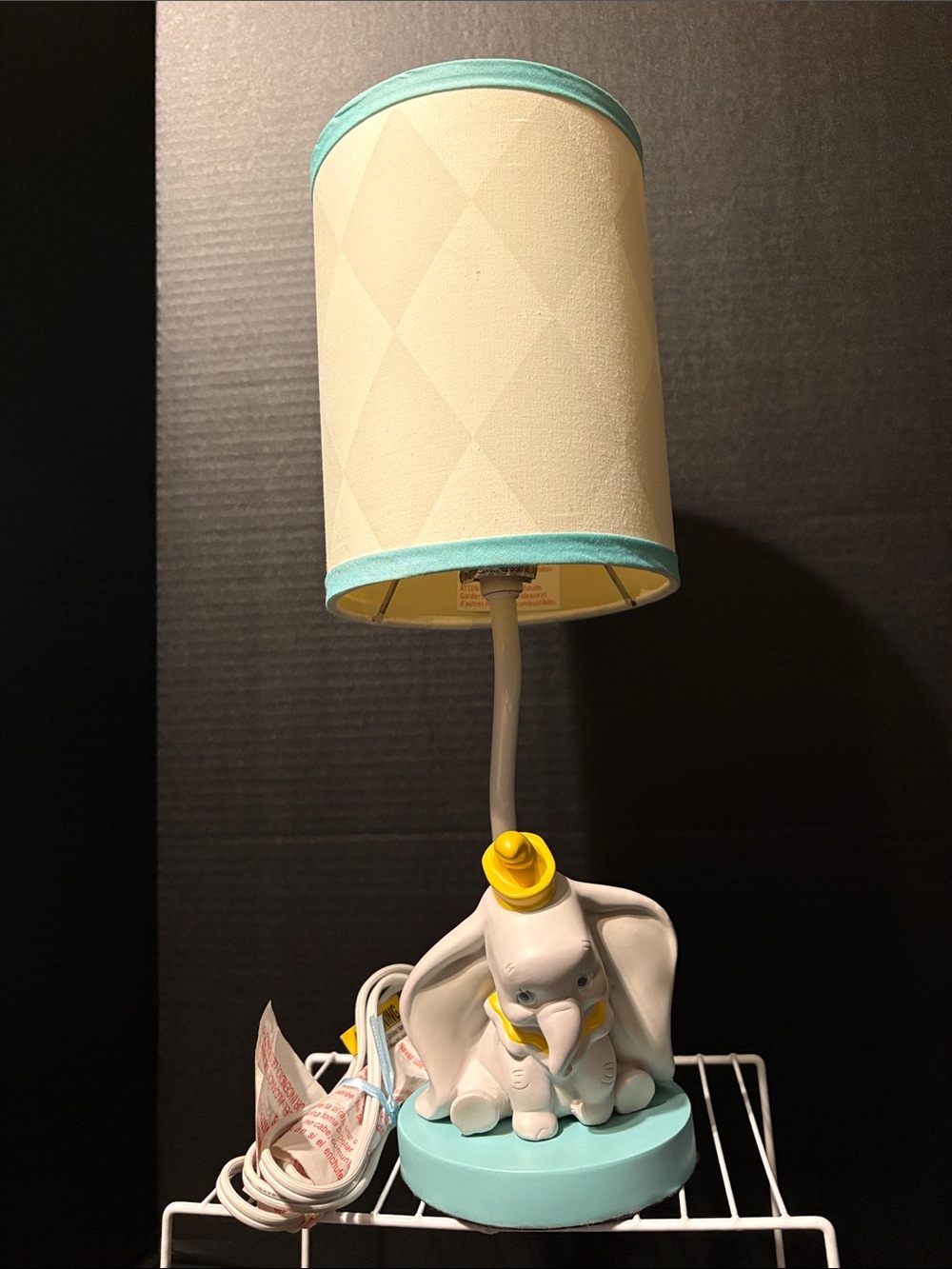 Disney Dumbo Table Lamp in White and Light Blue with Yellow Accent